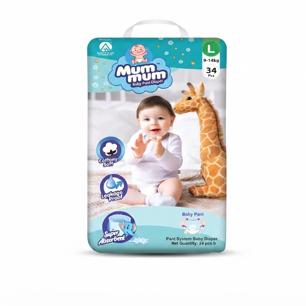 Akij Mum Mum Pant Diaper L 9-14 Kg 34 Pcs