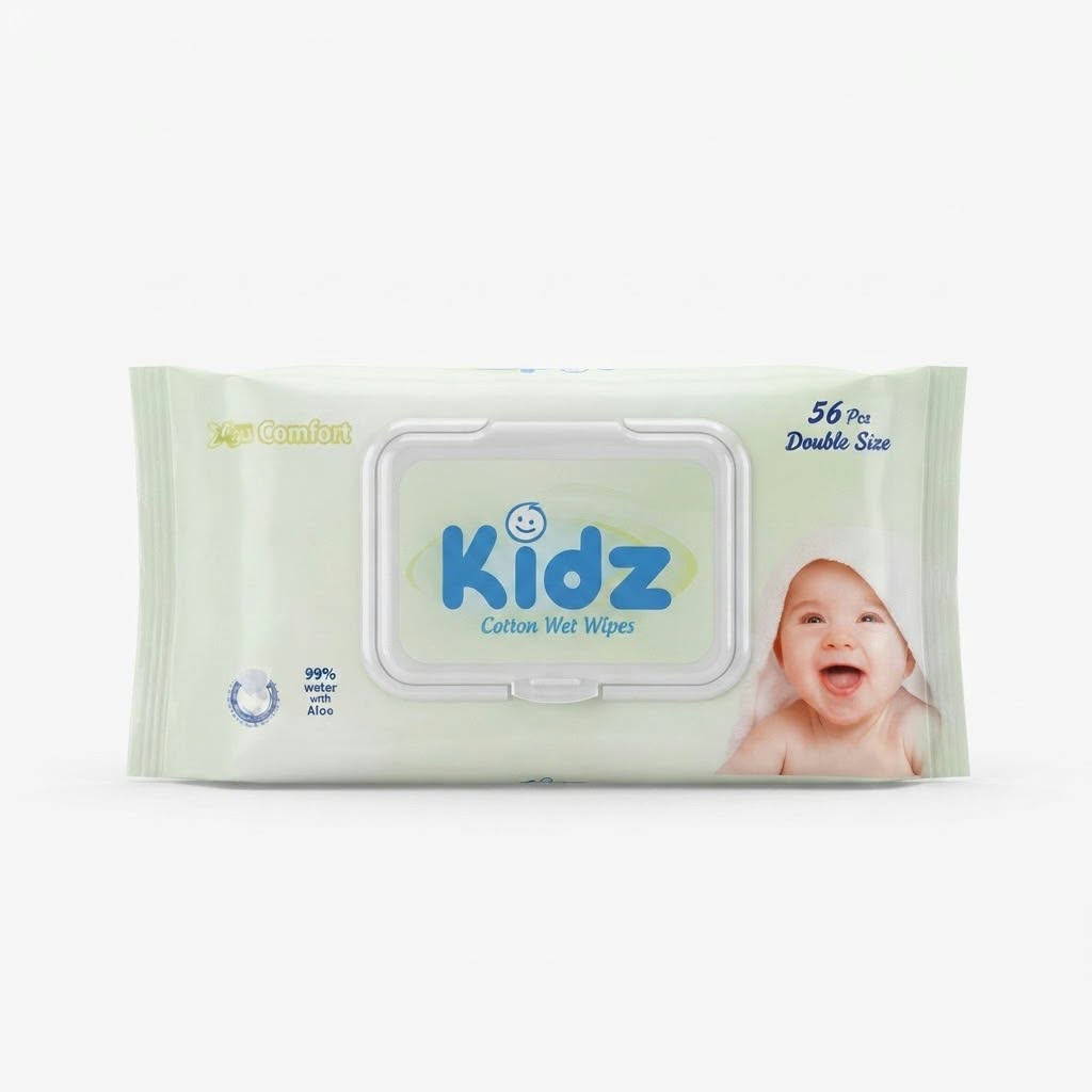 Kidz Cotton Baby Wet Wipes 56 Pcs