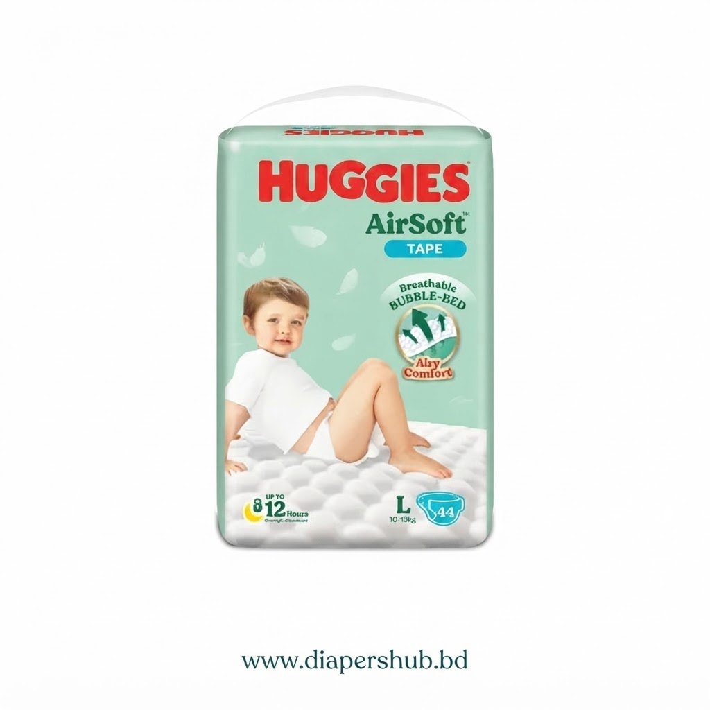 Huggies Airsoft Tape Baby Diaper L 10-15 Kg 44 Pcs
