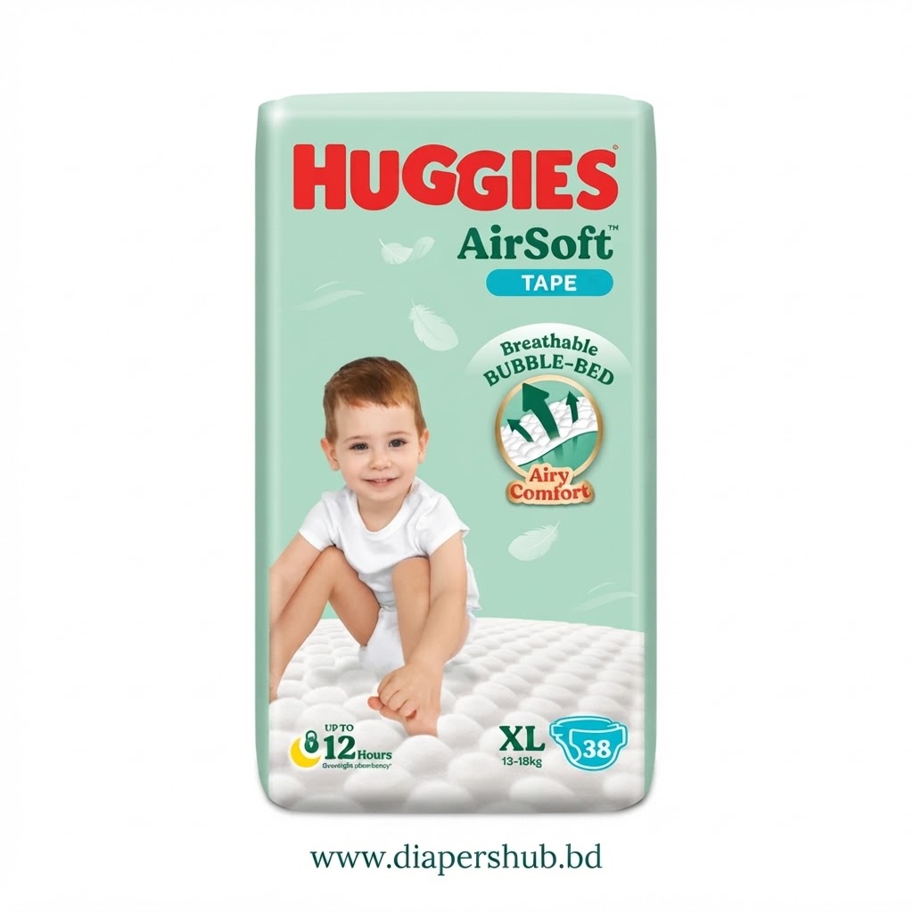 Huggies Airsoft Tape Baby Diaper XL 13-18 Kg 38 Pcs