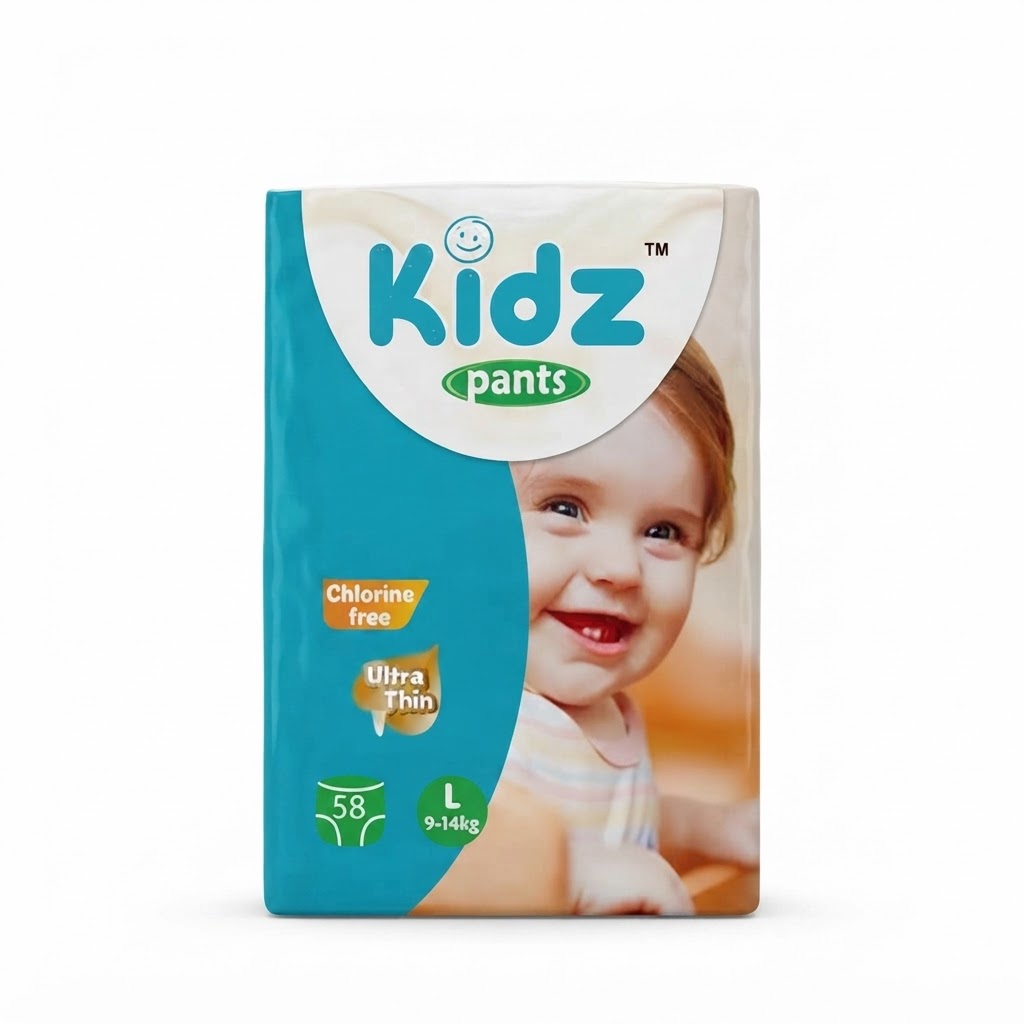 Kidz Baby Diaper Pants System L 9-14 Kg 58 Pcs
