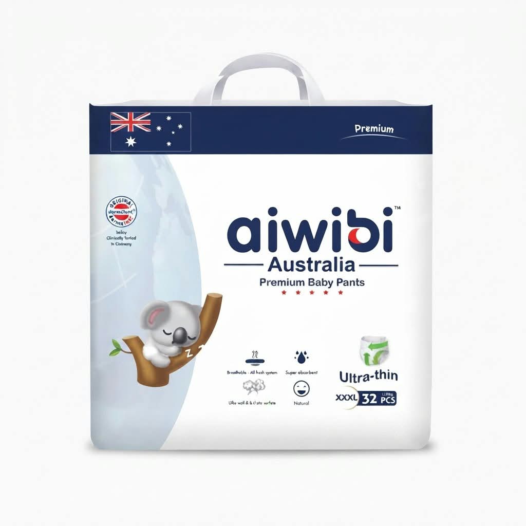 Aiwibi Australia Premium Quality Baby Diaper Pants System XXXL 18+ Kg 32 Pcs