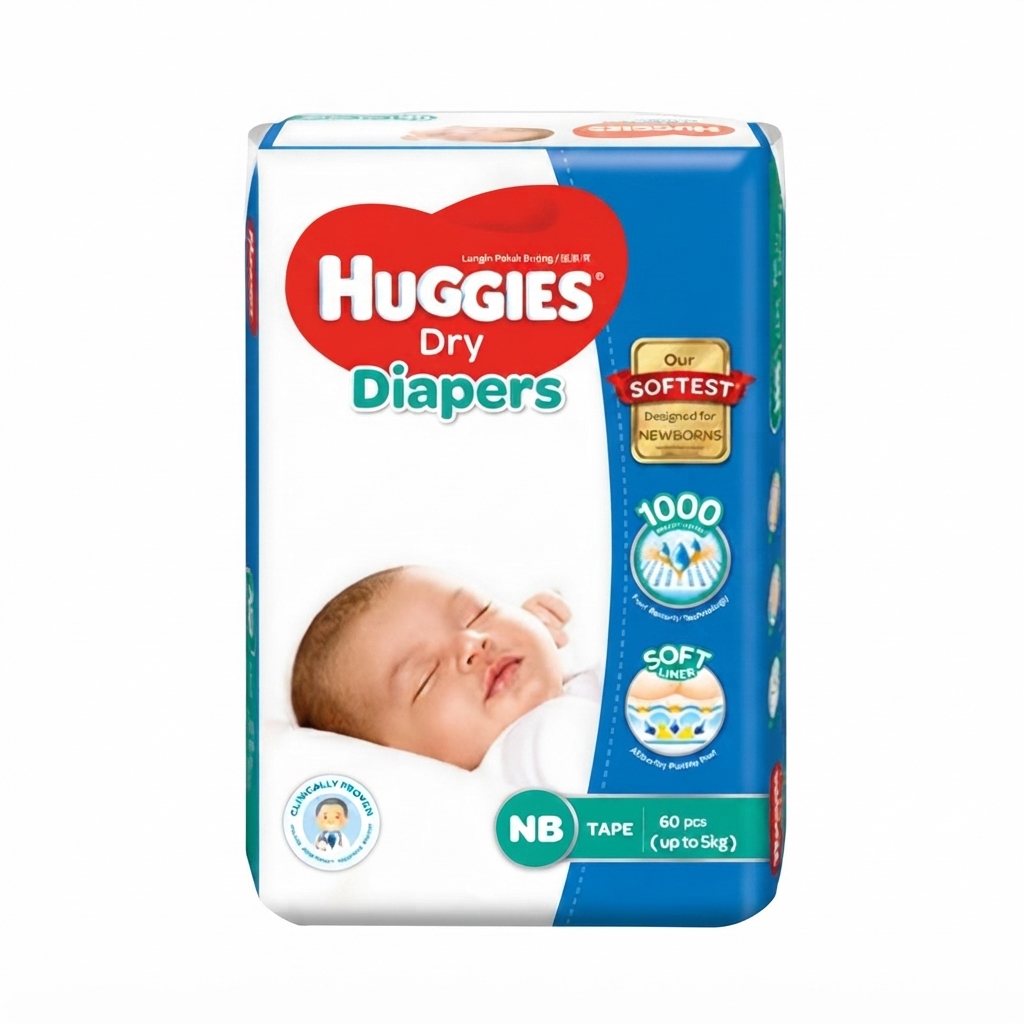 Huggies Dry Belt Diaper NB Up to 5 Kg 60 Pcs