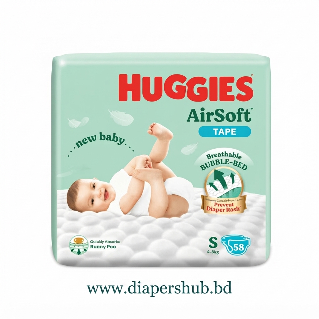 Huggies Diaper Airport Tape S 4-8 Kg 58 Pcs