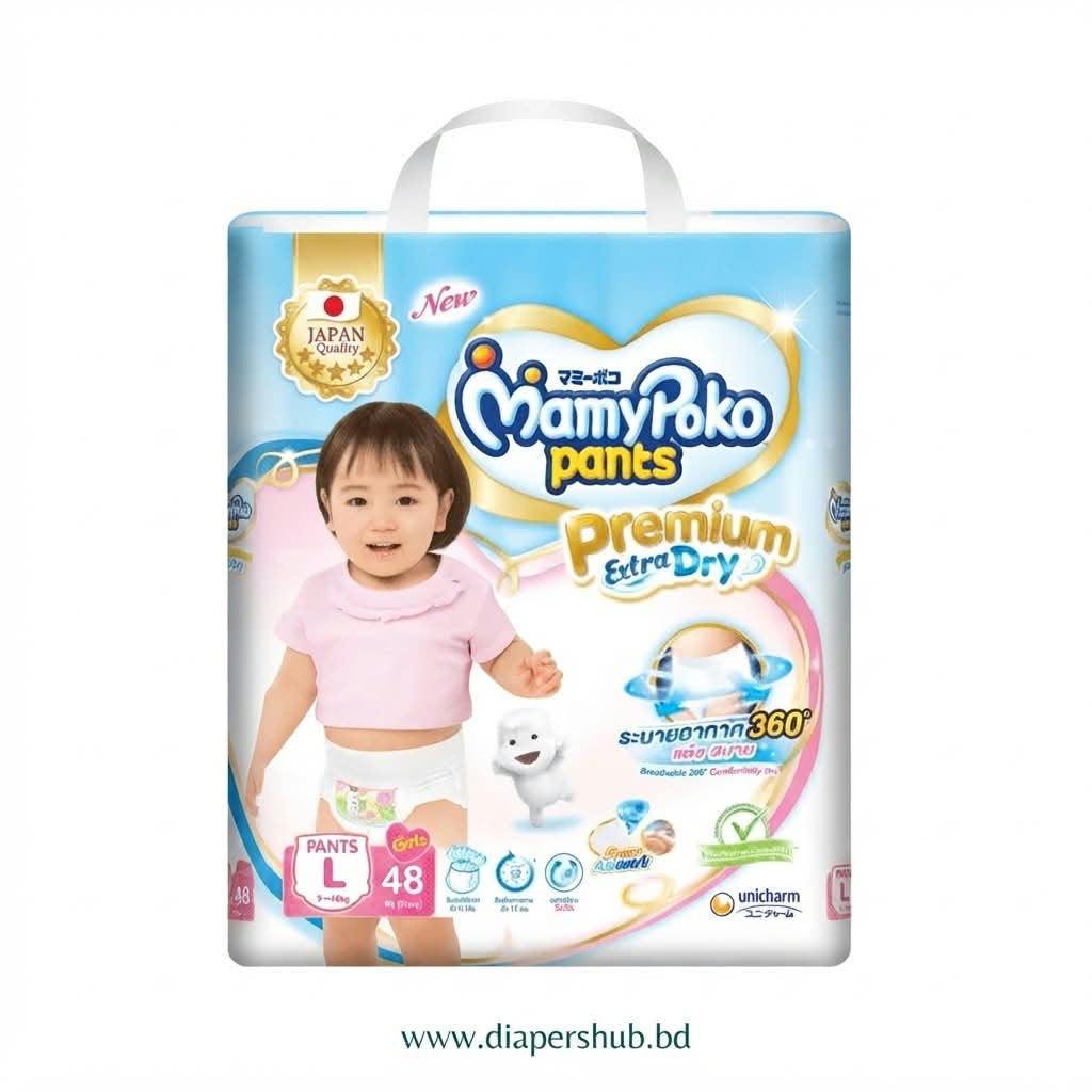 Mamypoko Pants System Premium Extra Dry L Size 9-14 Kg Girls 48 Pcs