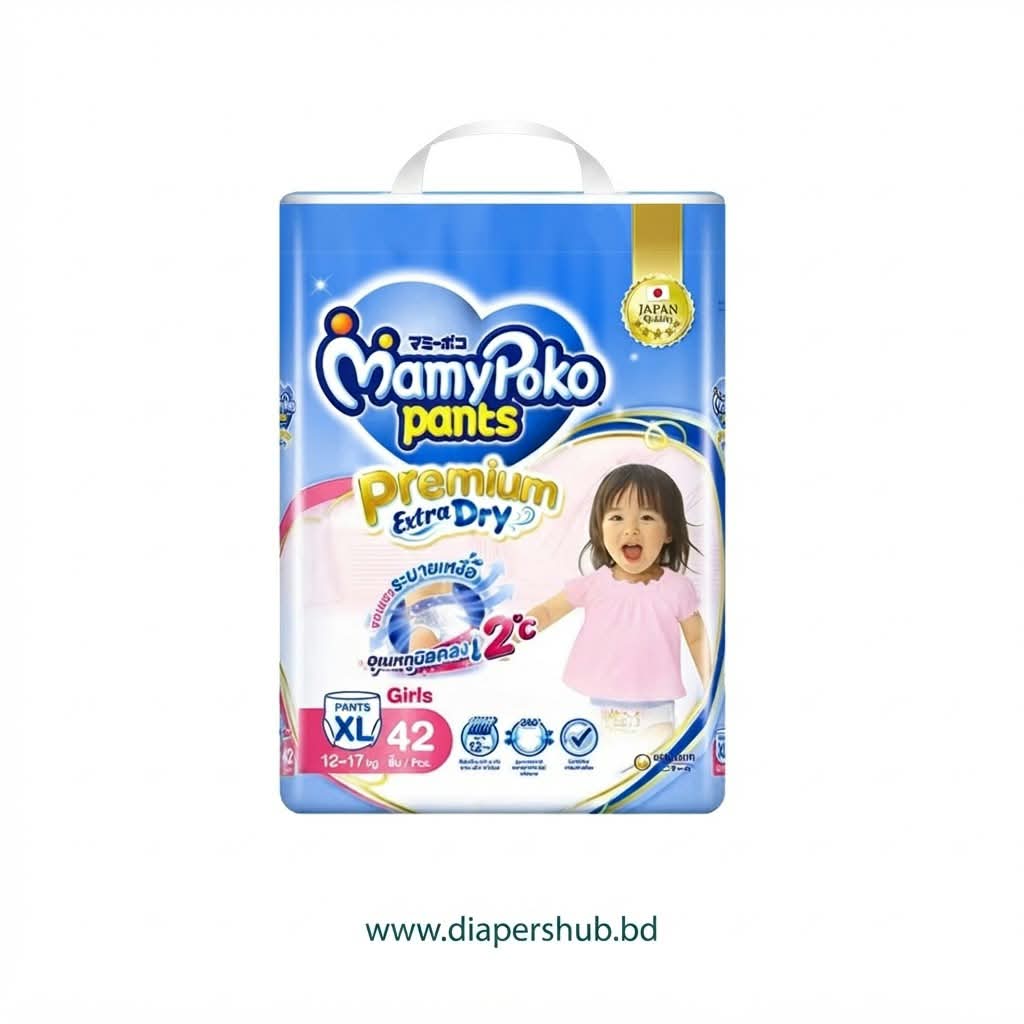 Mamypoko Pants System Premium Extra Dry XL Size 12-17 Kg Girls 42 Pcs