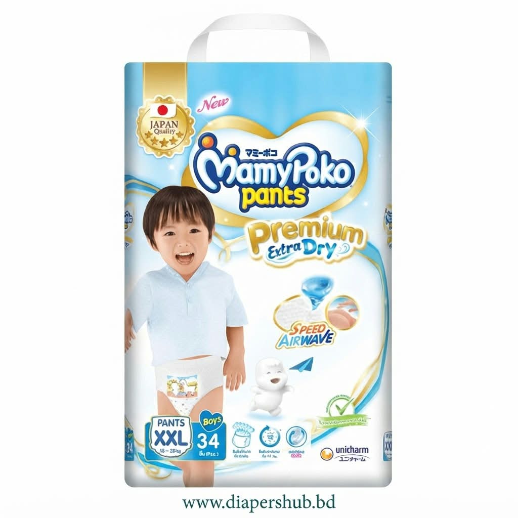 Mamypoko Pants System Premium Extra Dry XXL Size 15-25 Kg Boys 34 Pcs