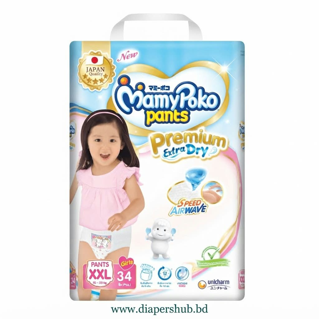 Mamypoko Pants System Premium Extra Dry XXL Size 15-25 Kg Girls 34 Pcs