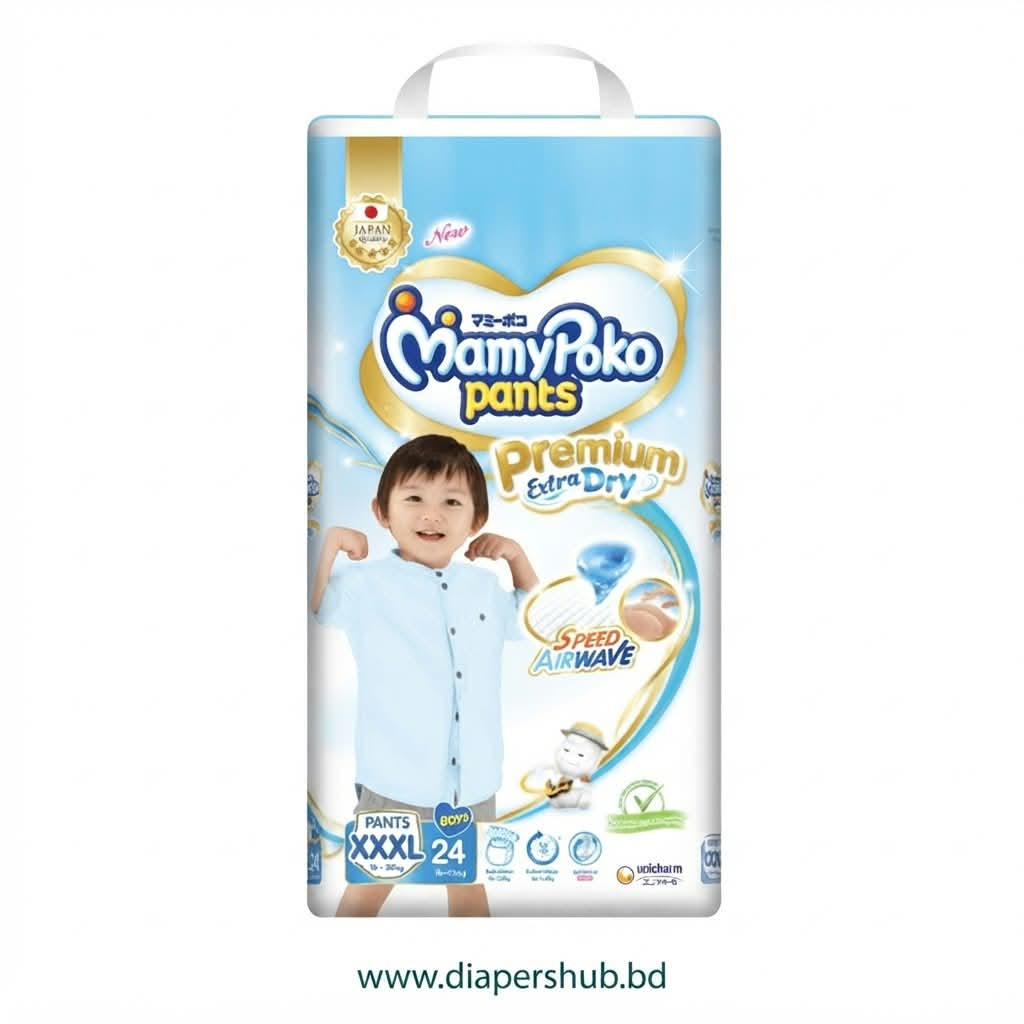 Mamypoko Pants System Premium Extra Dry XXXL Size 18-35 Kg Boys 24 Pcs