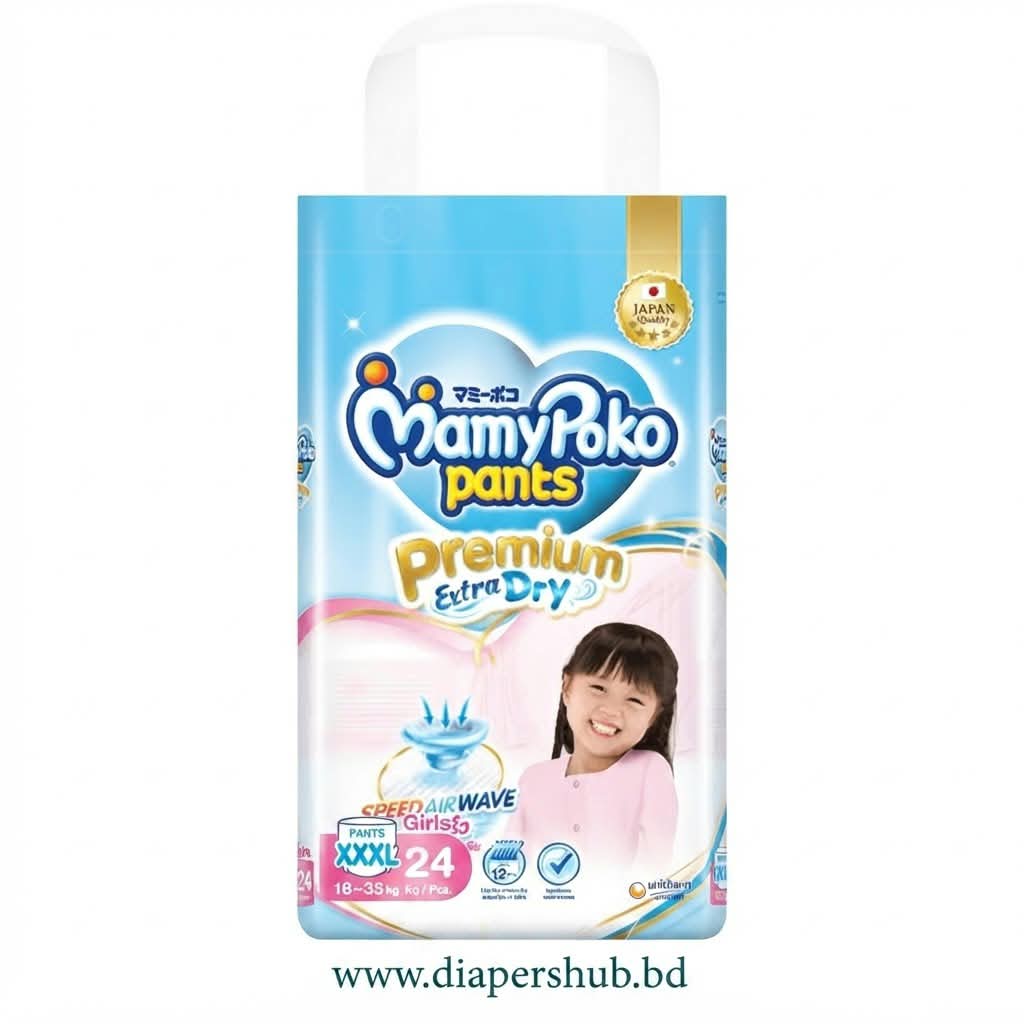 Mamypoko Pants System Premium Extra Dry XXXL Size 18-35 Kg Girls 24 Pcs