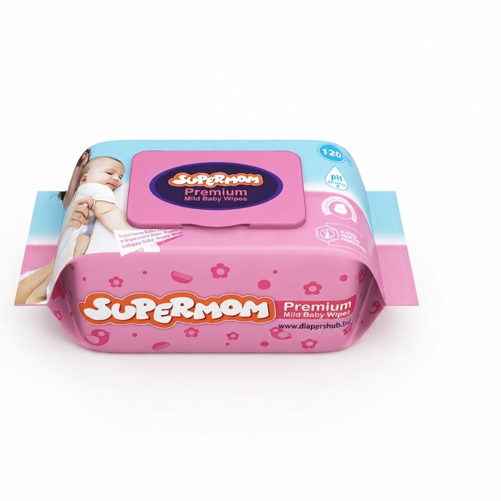 Supermom Premium Mild Baby Wipes 120 Pcs
