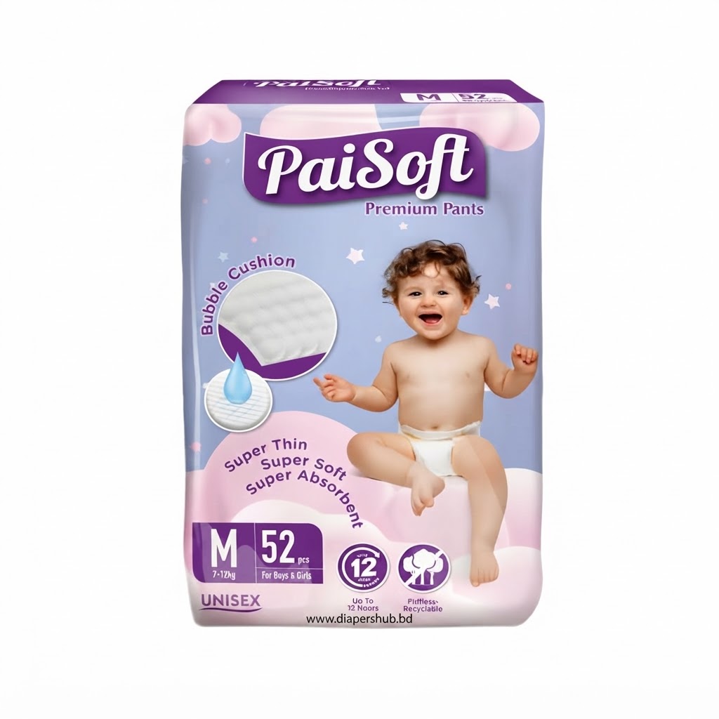 Paisoft Premium Baby Diaper Pants System M 7-12 Kg 52 Pcs Malaysia