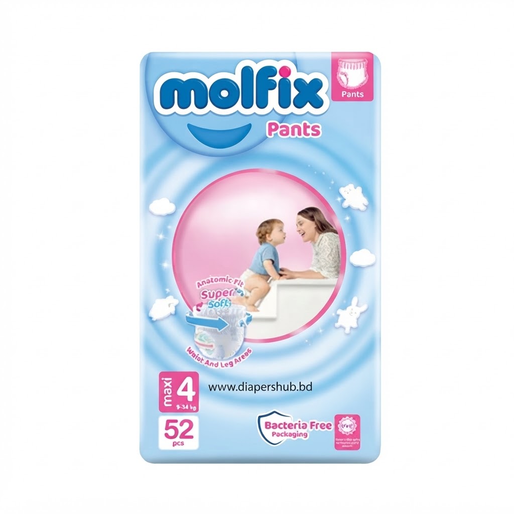 Molfix Pants System Baby Diaper Jumbo 4 Maxi 9-14 Kg 52 Pcs Turkey