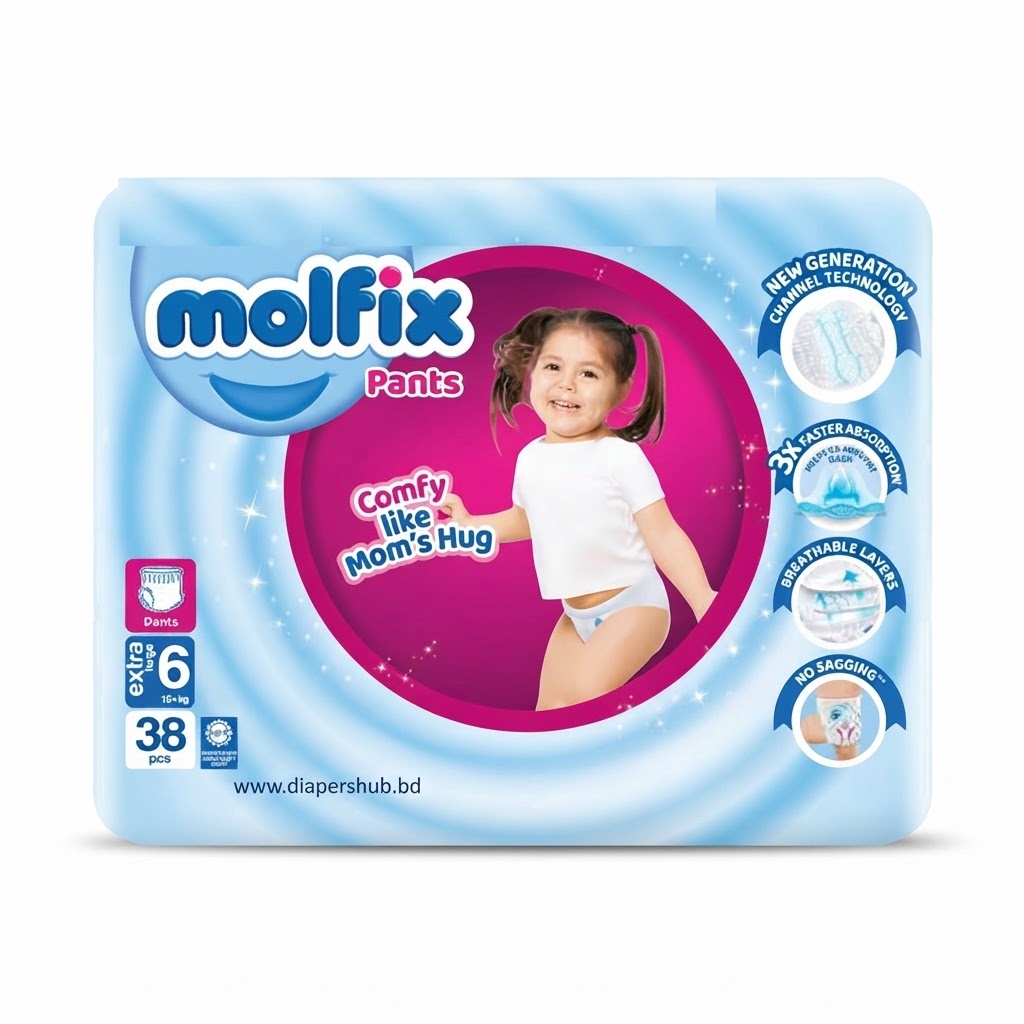 Molfix Pants System Baby Diaper Jumbo 6 Extra Large 15 Kg+ 38 Pcs Turkey