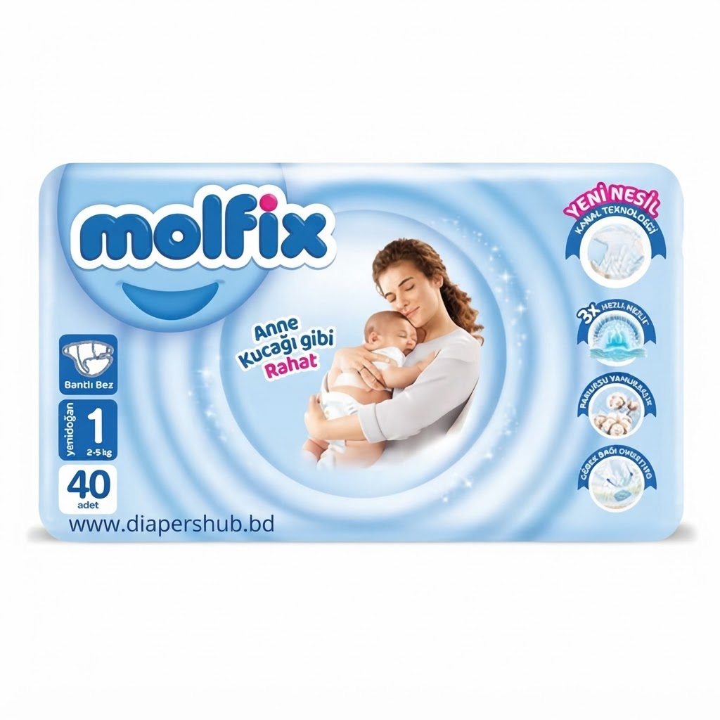 Molfix Baby Diaper Belt System 1 Newborn 2-5 Kg 40 Pcs Turkey