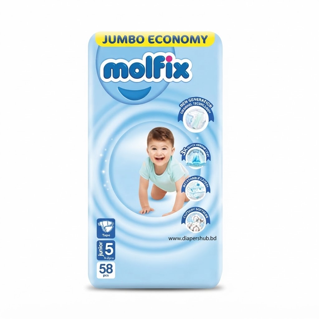 Molfix Baby Diaper Belt System 5 Junior 11-18 Kg 58 Pcs Turkey