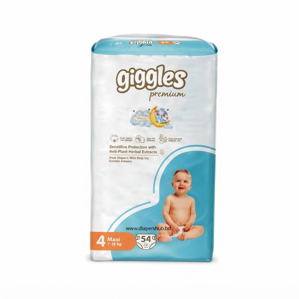 Giggles Premium Extra Absorbent Baby Belt Diaper Size 4 Maxi 7-18 Kg 54 Pcs Turkey