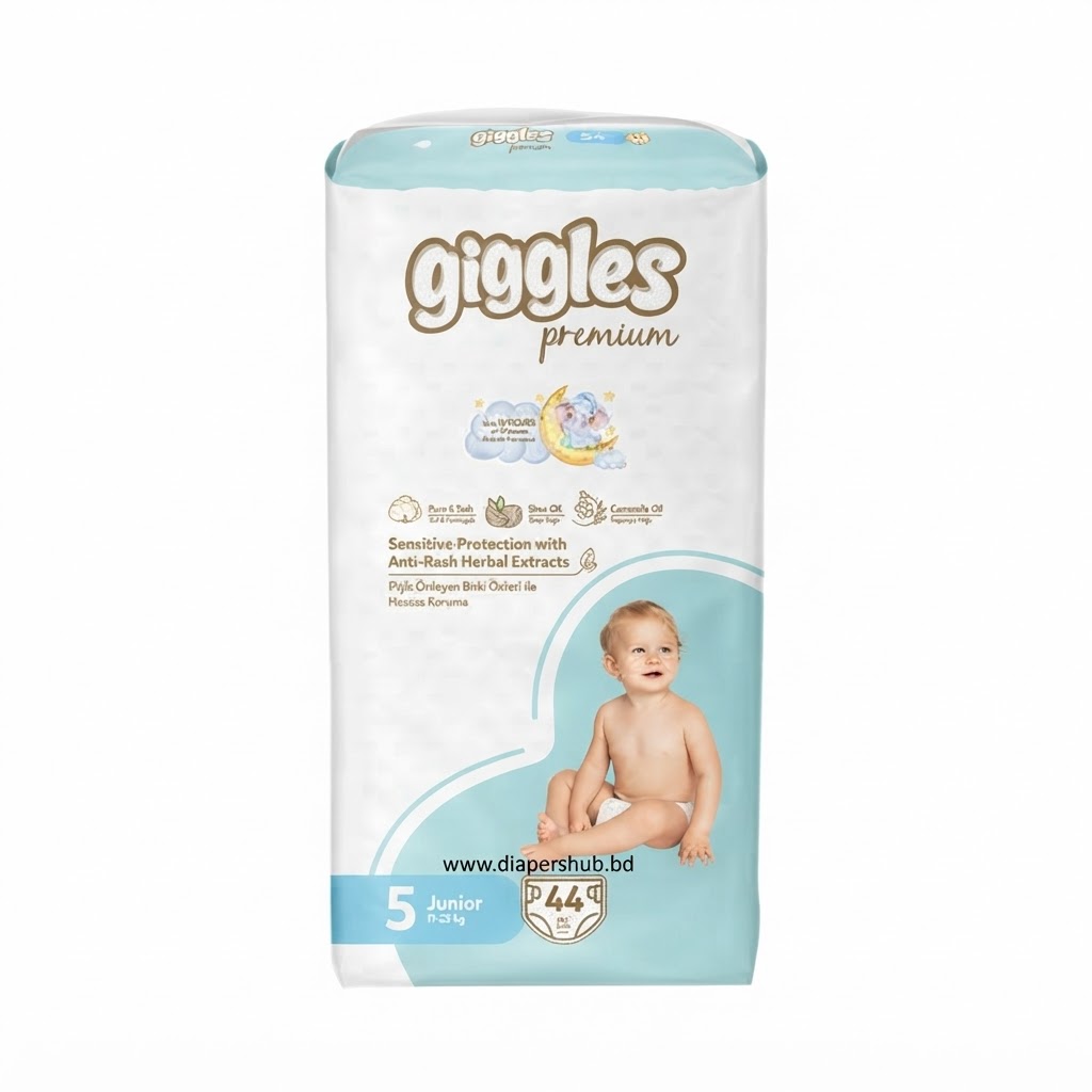 Giggles Premium Extra Absorbent Baby Belt Diaper Size 5 Junior 11-25 Kg 44 Pcs Turkey