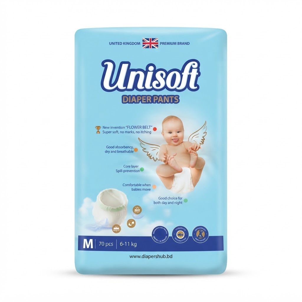 Unisoft Baby Diaper Pants M Size 6–11Kg 70 Pcs (UK)