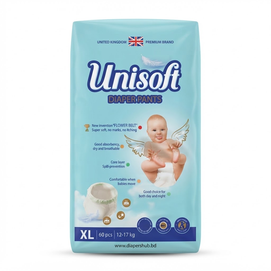 Unisoft Baby Diaper Pants XL Size 12–17Kg 60 Pcs (UK)
