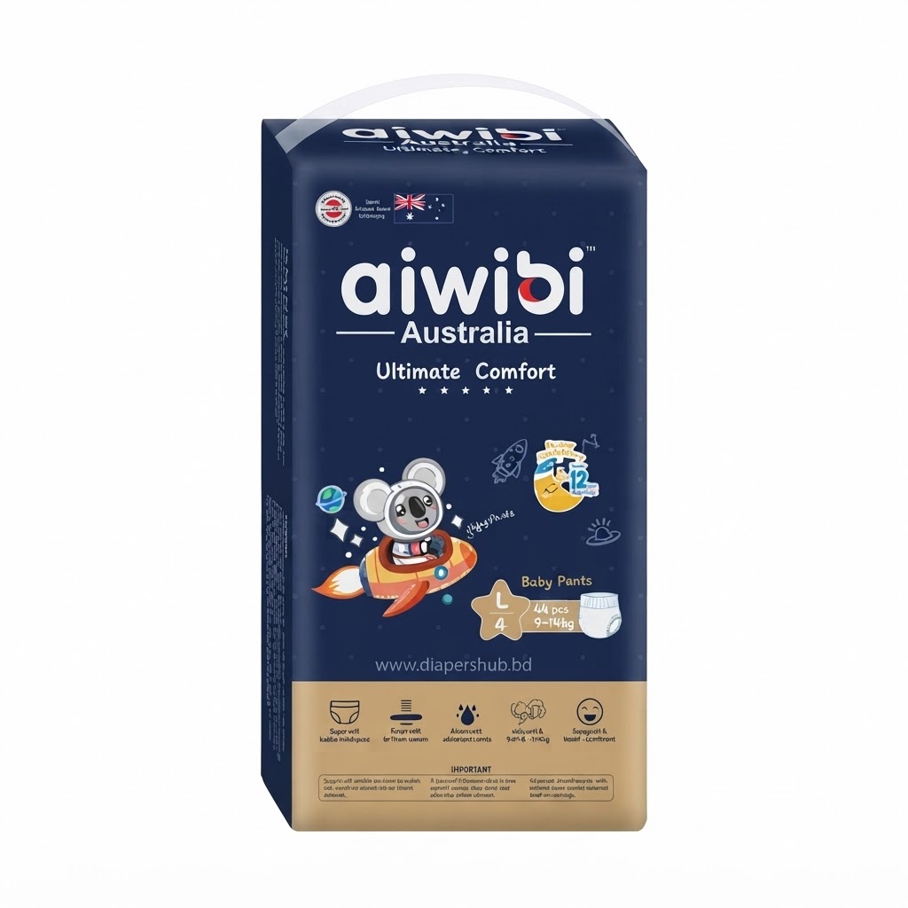 Aiwibi Australia Ultimate Comfort Baby Diaper Pants System L ( 9-14 Kg ) 44 Pcs