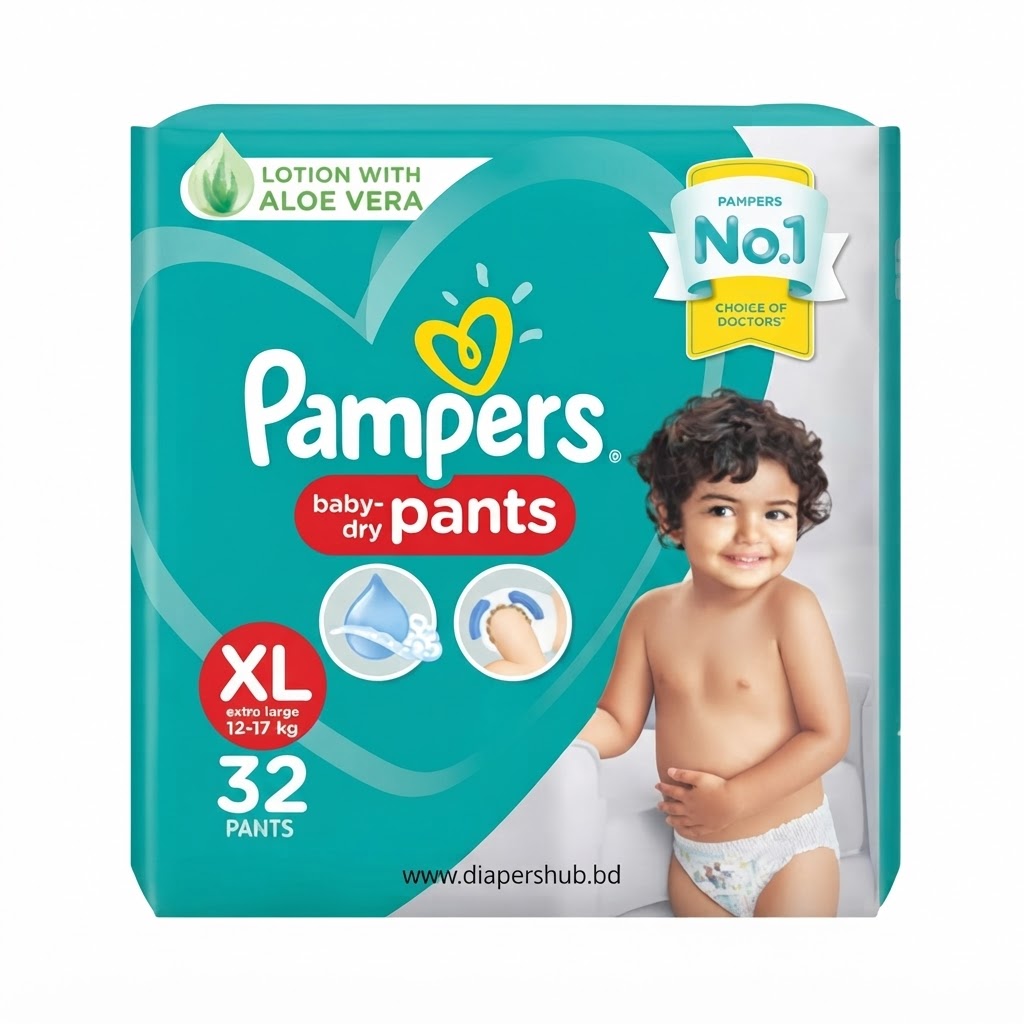 Pampers Baby Diaper Pants System XL Size ( 12-17 Kg ) 32 Pcs ( India )