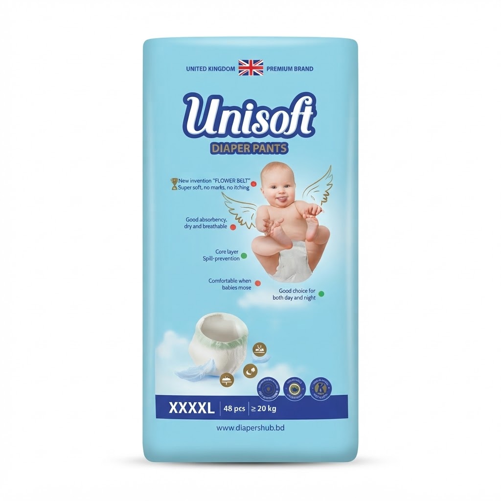 Unisoft Baby Diaper Pants 4XL Size 20Kg+ 48 Pcs (UK)